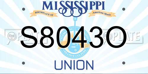 S8043O Mississippi License Plate