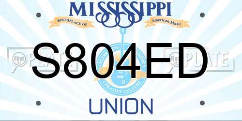 S804ED Mississippi License Plate