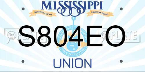 S804EO Mississippi License Plate