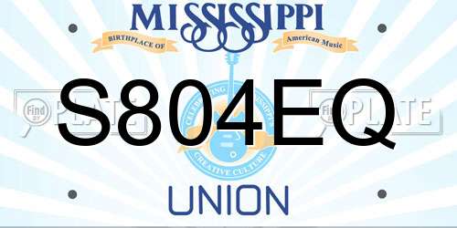 S804EQ Mississippi License Plate