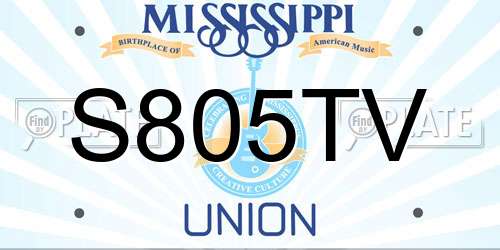 S805TV Mississippi License Plate