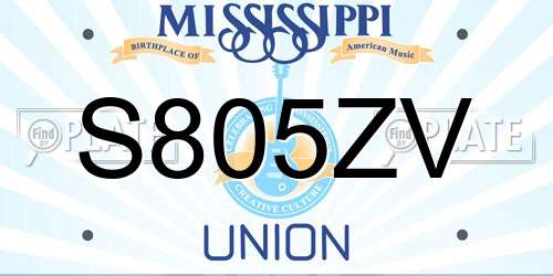 S805ZV Mississippi License Plate