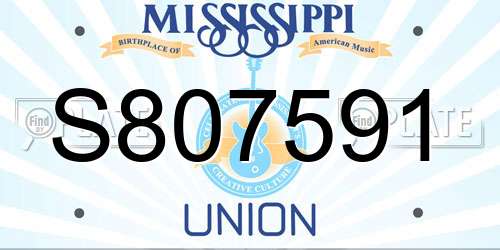 S807591 Mississippi License Plate