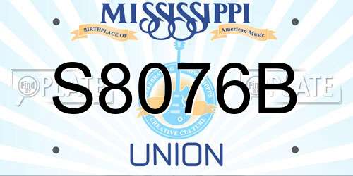 S8076B Mississippi License Plate