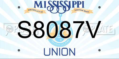 S8087V Mississippi License Plate