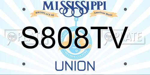 S808TV Mississippi License Plate
