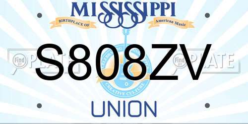 S808ZV Mississippi License Plate