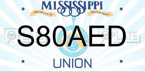S80AED Mississippi License Plate