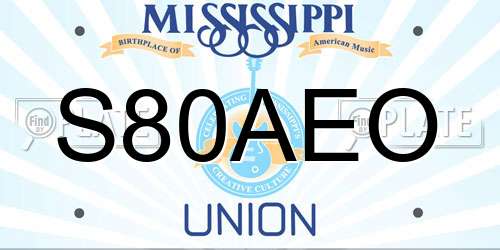 S80AEO Mississippi License Plate