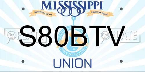 S80BTV Mississippi License Plate