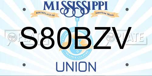 S80BZV Mississippi License Plate