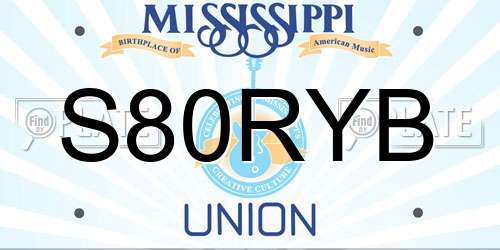 S80RYB Mississippi License Plate