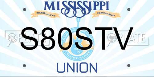 S80STV Mississippi License Plate