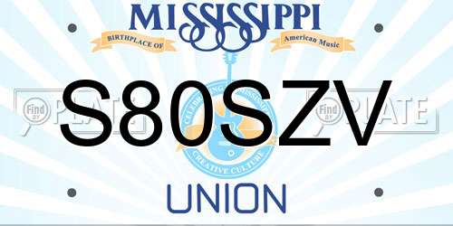 S80SZV Mississippi License Plate