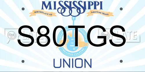 S80TGS Mississippi License Plate