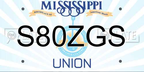 S80ZGS Mississippi License Plate