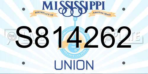 S814262 Mississippi License Plate