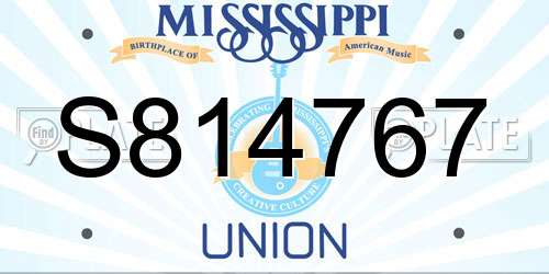 S814767 Mississippi License Plate