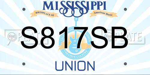 S817SB Mississippi License Plate