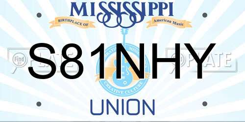 S81NHY Mississippi License Plate