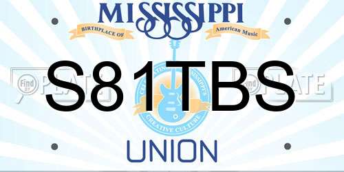 S81TBS Mississippi License Plate