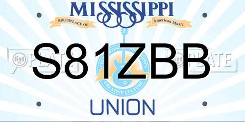 S81ZBB Mississippi License Plate