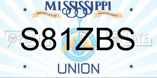 S81ZBS Mississippi License Plate