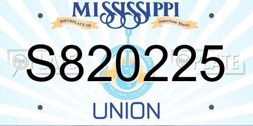 S820225 Mississippi License Plate