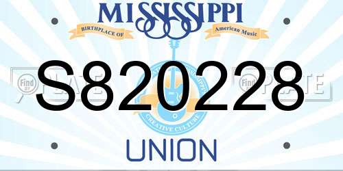 S820228 Mississippi License Plate