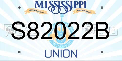 S82022B Mississippi License Plate