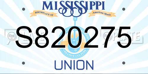 S820275 Mississippi License Plate