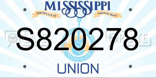 S820278 Mississippi License Plate