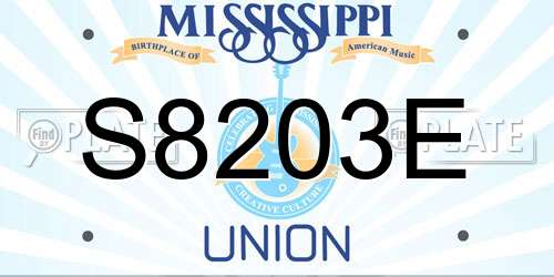 S8203E Mississippi License Plate