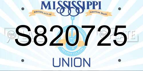 S820725 Mississippi License Plate