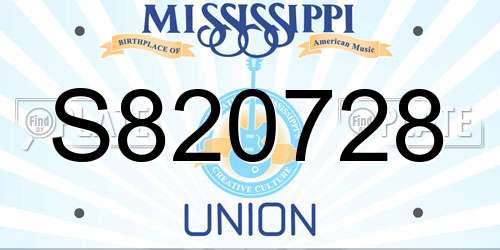 S820728 Mississippi License Plate