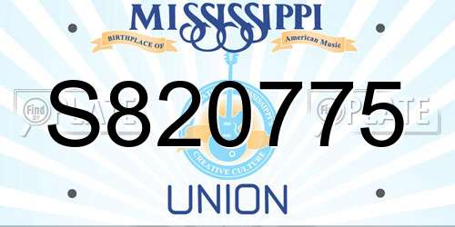 S820775 Mississippi License Plate