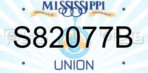 S82077B Mississippi License Plate