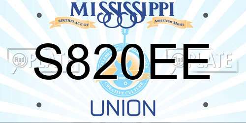 S820EE Mississippi License Plate