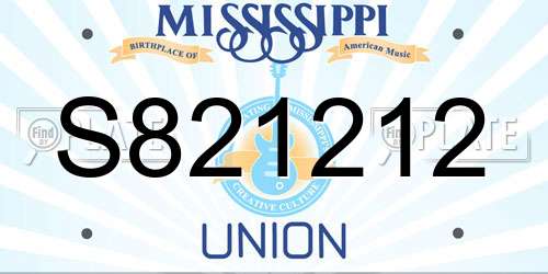 S821212 Mississippi License Plate