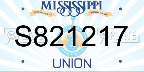 S821217 Mississippi License Plate
