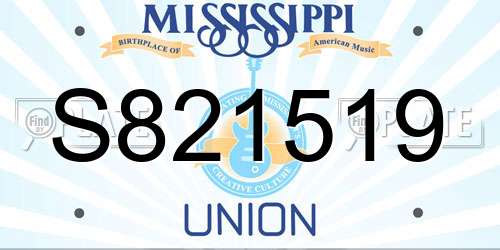 S821519 Mississippi License Plate
