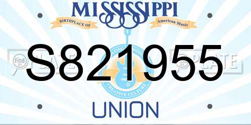 S821955 Mississippi License Plate