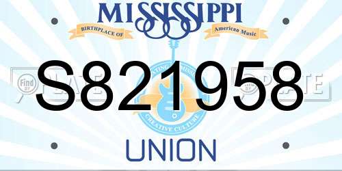 S821958 Mississippi License Plate
