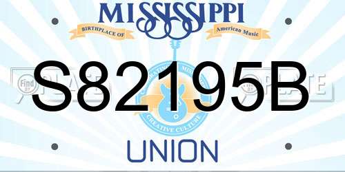 S82195B Mississippi License Plate