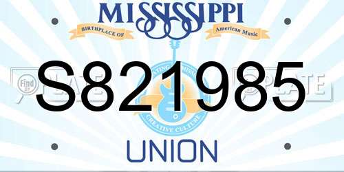S821985 Mississippi License Plate