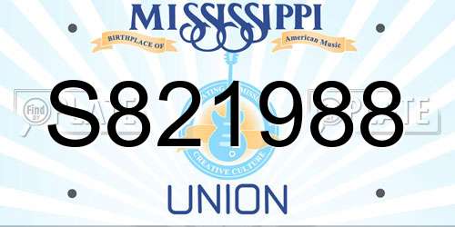 S821988 Mississippi License Plate
