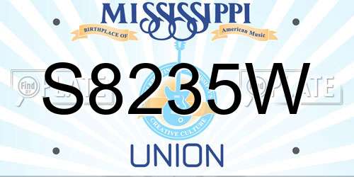 S8235W Mississippi License Plate