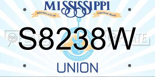 S8238W Mississippi License Plate