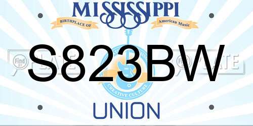 S823BW Mississippi License Plate