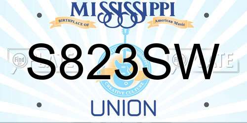 S823SW Mississippi License Plate